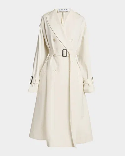 Givenchy Womens Double-breasted Belted Double Cotton-twill Trench Coat Ivory In White