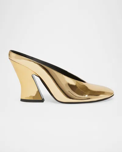 Givenchy Mule With Sculpted Heel In Leather Mirror Effect In Gold