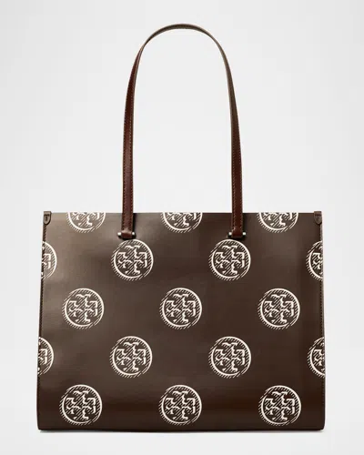 Tory Burch T Monogram Contrast Embossed Tote In Brown