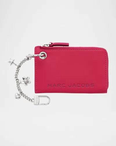 Marc Jacobs Zip Wallet With Keyring And Metal Charm In Pink