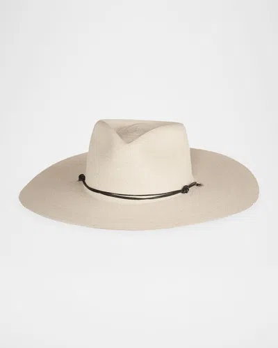 Janessa Leone Codie Palm Straw Fedora In Neutral