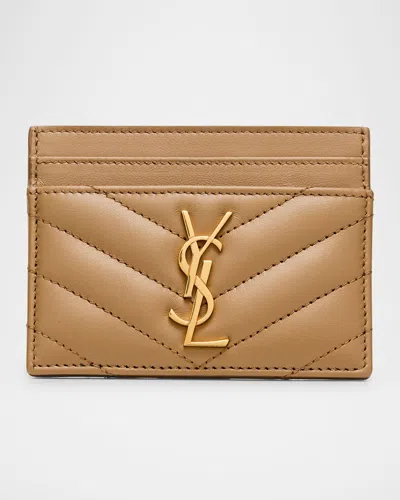 Saint Laurent Ysl Monogram Card Case In Quilted Smooth Leather In Multi