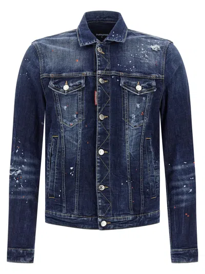 Dsquared2 Dsquared Men Stretch Denim Dan Jacket In Blue