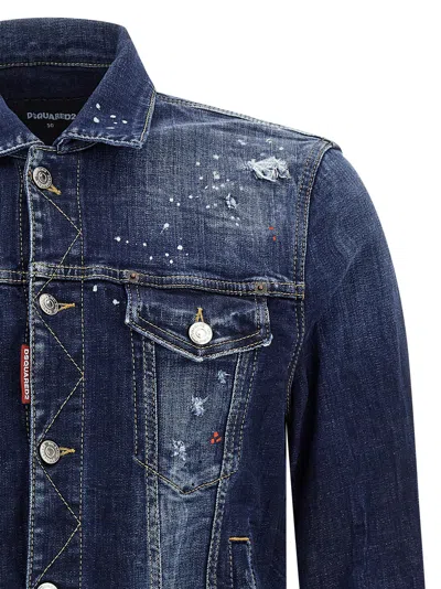 Dsquared2 Dsquared Men Stretch Denim Dan Jacket In Blue