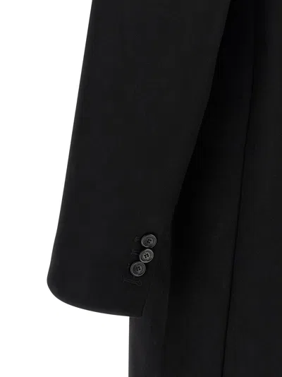 Dsquared2 Single-breasted Midi Coat With Monogram Lining In Black
