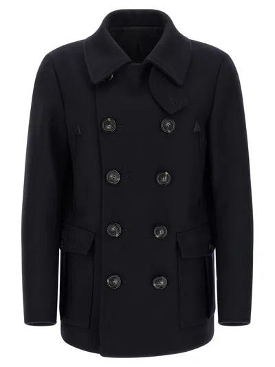 Dsquared2 Wool Coat With Button Detailing And Pockets In Black
