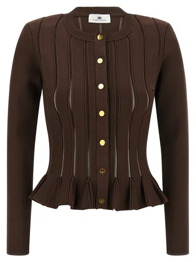 Elisabetta Franchi Knitwear Sweater With Gold Button Detailing In Brown