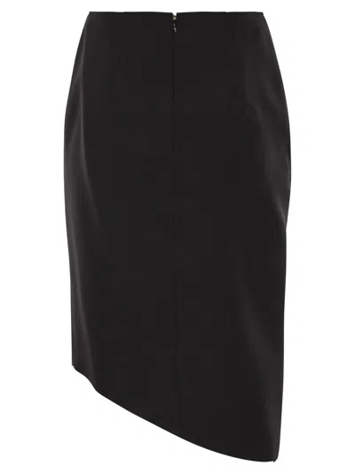 Elisabetta Franchi Viscose And Wool Skirt With Asymmetrical Design In Black