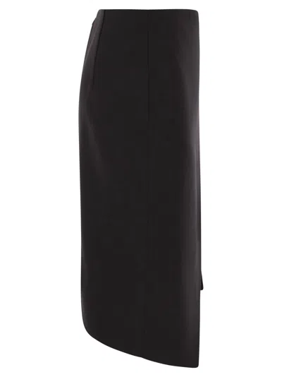 Elisabetta Franchi Viscose And Wool Skirt With Asymmetrical Design In Black