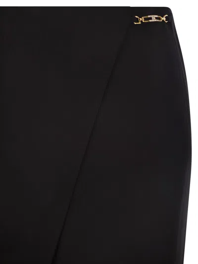 Elisabetta Franchi Viscose And Wool Skirt With Asymmetrical Design In Black