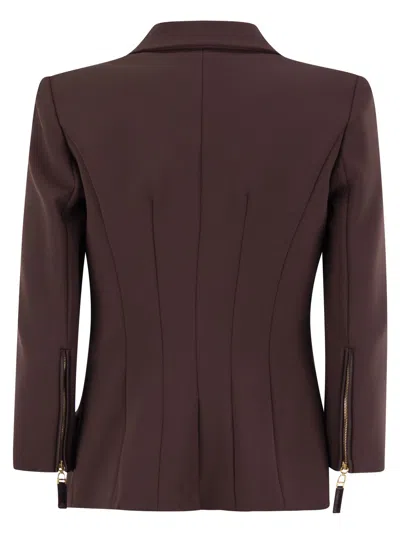 Elisabetta Franchi Structured Double-breasted Jacket Gold Buttons In Burgundy