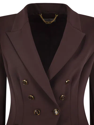 Elisabetta Franchi Structured Double-breasted Jacket Gold Buttons In Burgundy