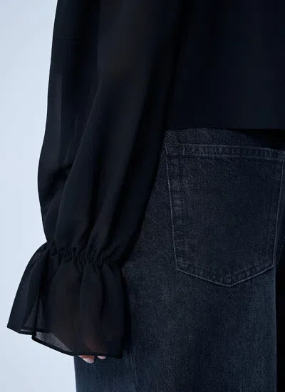 Chloé Silk Georgette And Lace Top In Black