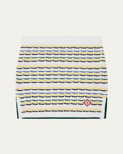 Casablanca Wool Skirt With Ribbed Hem And Side Vents In Multi