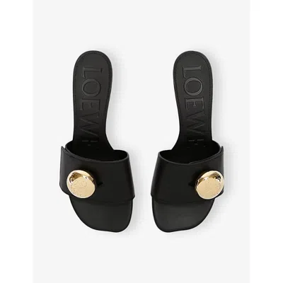 Loewe 450mm Pebble-embellished Leather Sandals In Black