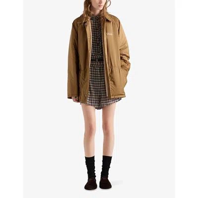 Prada Fleece-lined Re-nylon Jacket In Brown