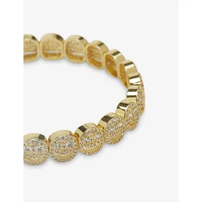Lisa Gozlan Womens Yellow Gold / White The Pavé The Happy Face 18ct Yellow Gold Plated Brass And Cubic Zirconia 
