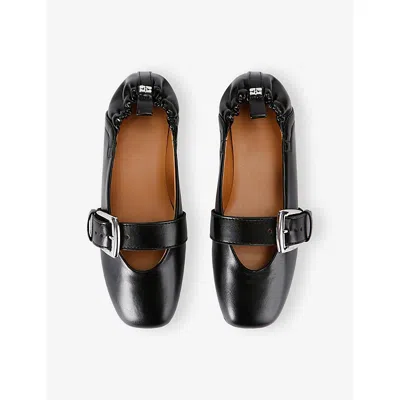 Ganni Ballerina With Buckle Strap In Black
