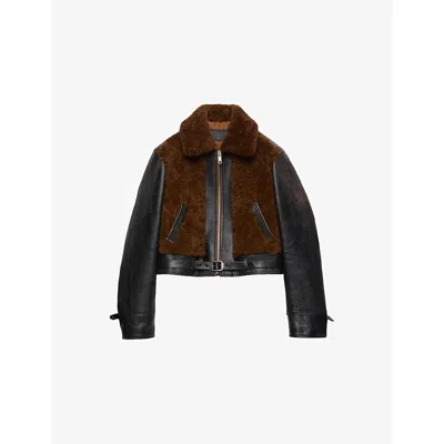 Prada Black Leather And Sheepskin Jacket In Black