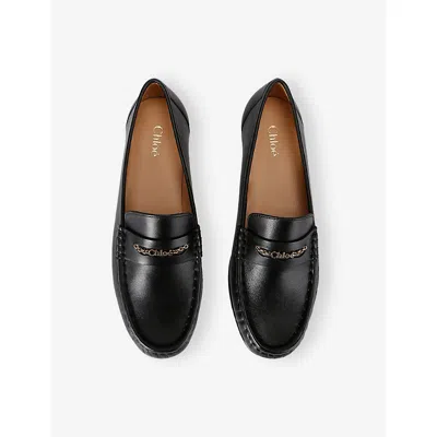 Chloé Chain-detail Loafers In Black