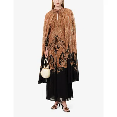 Zimmermann Hypnotic Cape Maxi Dress In Brown