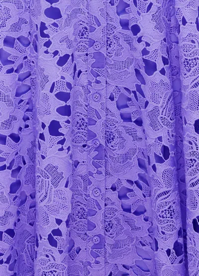 Leo Lin Aliyah Floral Ruffled Lace Midi Dress In Purple