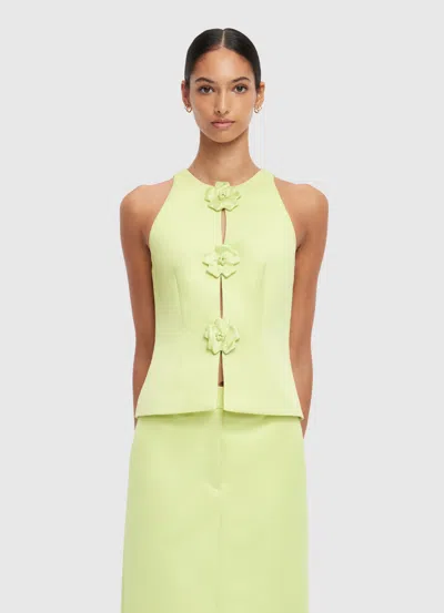 Leo Lin Amelia Button-front Crepe Top In Lime Green