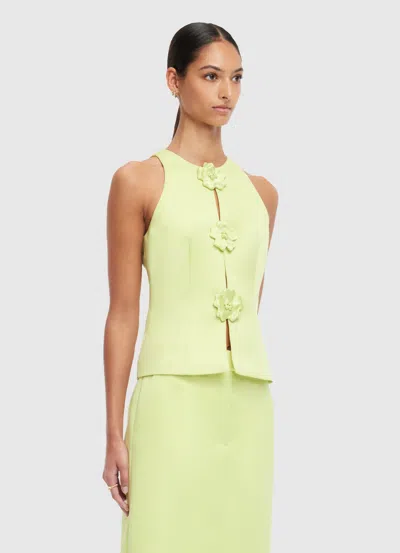 Leo Lin Amelia Button-front Crepe Top In Lime Green