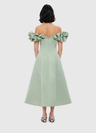Leo Lin Annie Off-the-shoulder Ruffled Satin Midi Dress In Multi