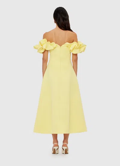 Leo Lin Annie Ruffled Off-shoulder Midi Dress In Yellow