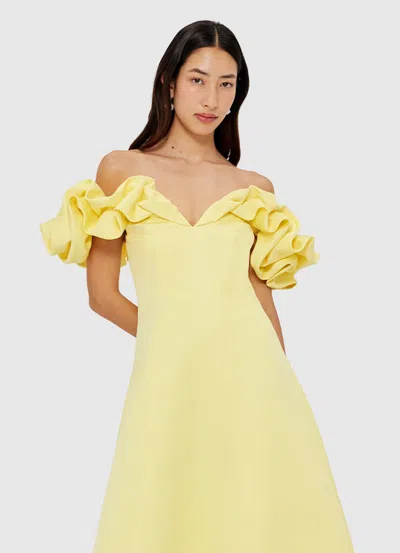 Leo Lin Annie Ruffled Off-shoulder Midi Dress In Yellow