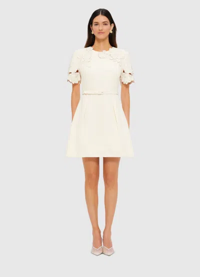 Leo Lin Aurélie Appliqué Short Sleeve Mini Dress - Cream In White
