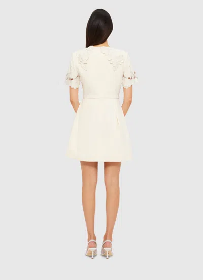 Leo Lin Aurélie Appliqué Short Sleeve Mini Dress - Cream In White