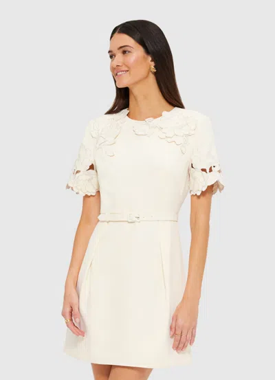 Leo Lin Aurélie Appliqué Short Sleeve Mini Dress - Cream In White