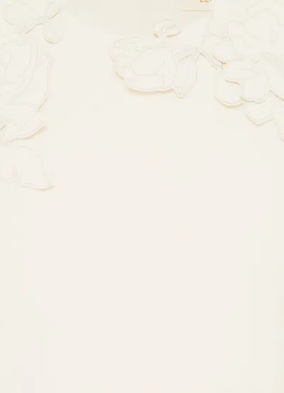 Leo Lin Aurélie Appliqué Short Sleeve Mini Dress - Cream In White