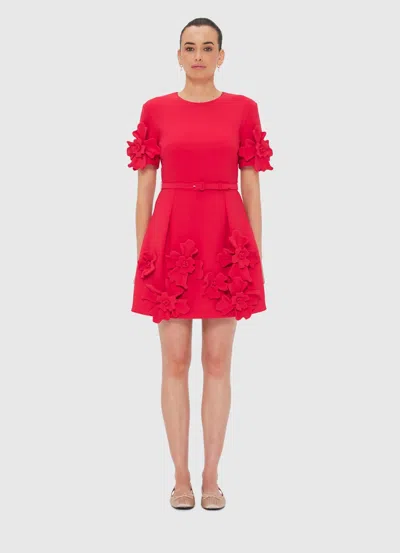 Leo Lin Aurelie Applique Mini Dress In Red