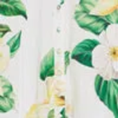 Leo Lin Bianca Floral Cotton Shirt Dress In White