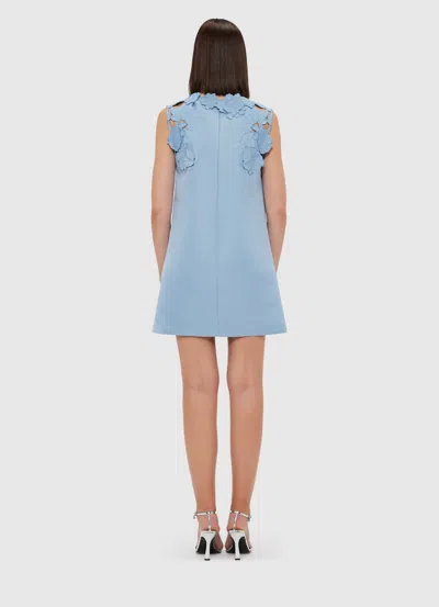 Leo Lin Blair Floral-appliquéd Crepe Mini Dress In Powder Blue