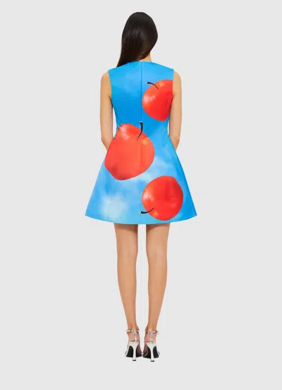 Leo Lin Briana V Neck Mini Dress - Apple Print In Blue