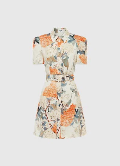 Leo Lin Bronte Mini Dress - Hydrangea Print In Vanilla In Multi
