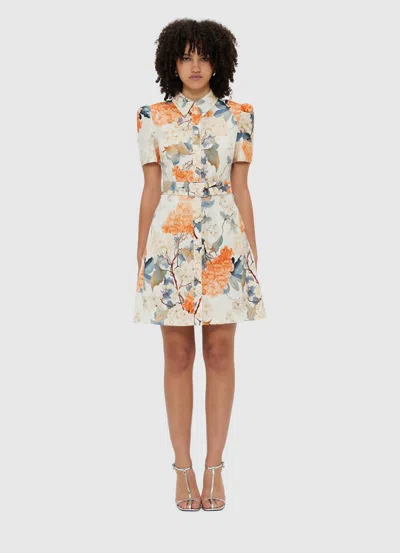 Leo Lin Bronte Mini Dress - Hydrangea Print In Vanilla In Multi