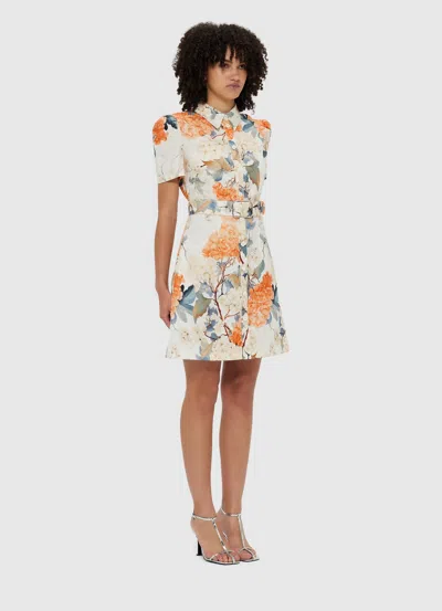 Leo Lin Bronte Mini Dress - Hydrangea Print In Vanilla In Multi