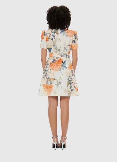 Leo Lin Bronte Mini Dress - Hydrangea Print In Vanilla In Multi
