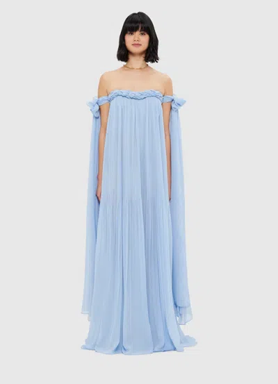 Leo Lin Camilla Draped Floor Length Dress - Sky Blue