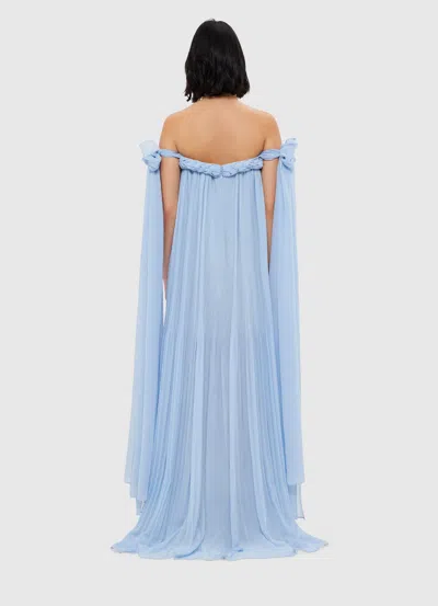 Leo Lin Camilla Draped Floor Length Dress - Sky Blue