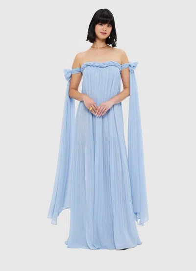 Leo Lin Camilla Draped Floor Length Dress - Sky Blue
