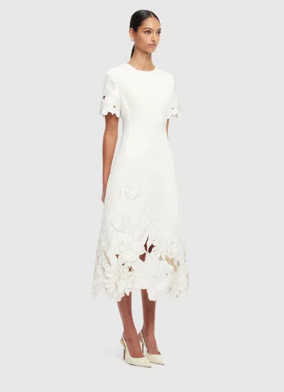 Leo Lin Caroline Applique Short Sleeve Midi Dress - Ivory In White