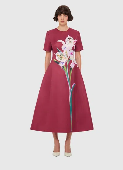 Leo Lin Caroline Floral-print Short-sleeve Dress In Brown