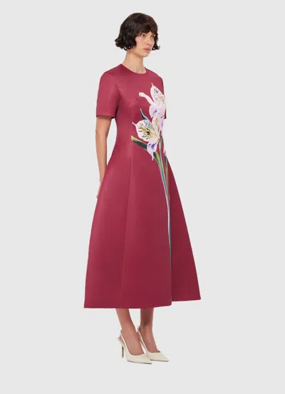 Leo Lin Caroline Floral-print Short-sleeve Dress In Brown