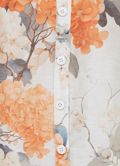 Leo Lin Catarina Blouse - Hydrangea Print In Vanilla In Multi